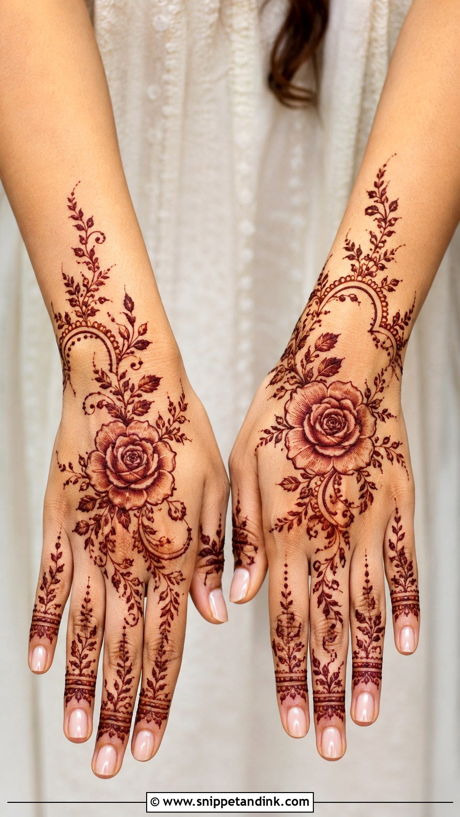 Rose Back Hand Mehndi Design - Snippet and Ink - 30 Simple Back Hand Mehndi Design Ideas