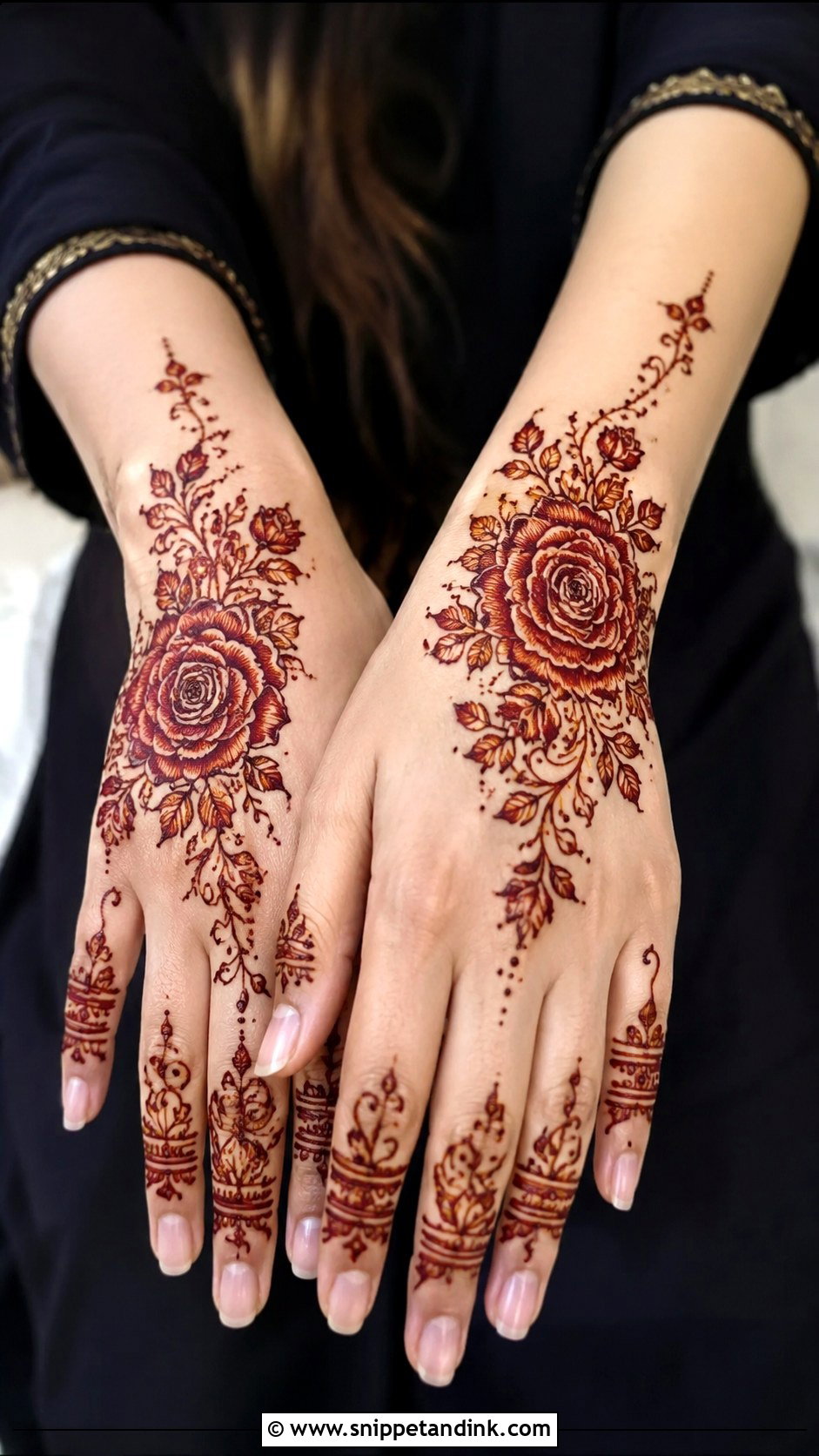 Rose Back Hand Mehndi Design - Snippet and Ink - 35 Simple Beautiful Back Hand Mehndi Designs