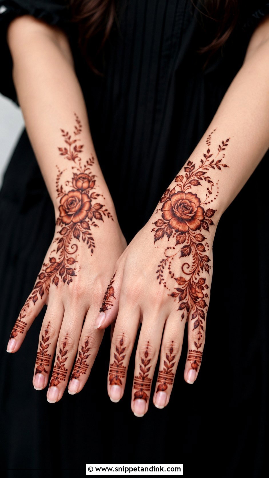 Rose Back Hand Mehndi - Snippet and Ink - 30 New Unique Mehndi Designs