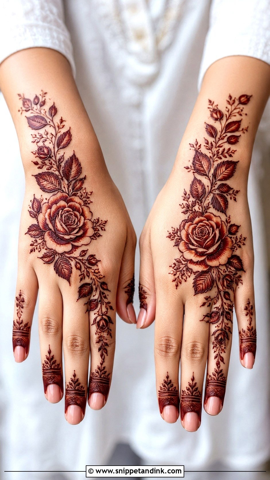 Rose Backhand Mehndi Design - Snippet and Ink - 35 Latest Backhand Mehndi Designs