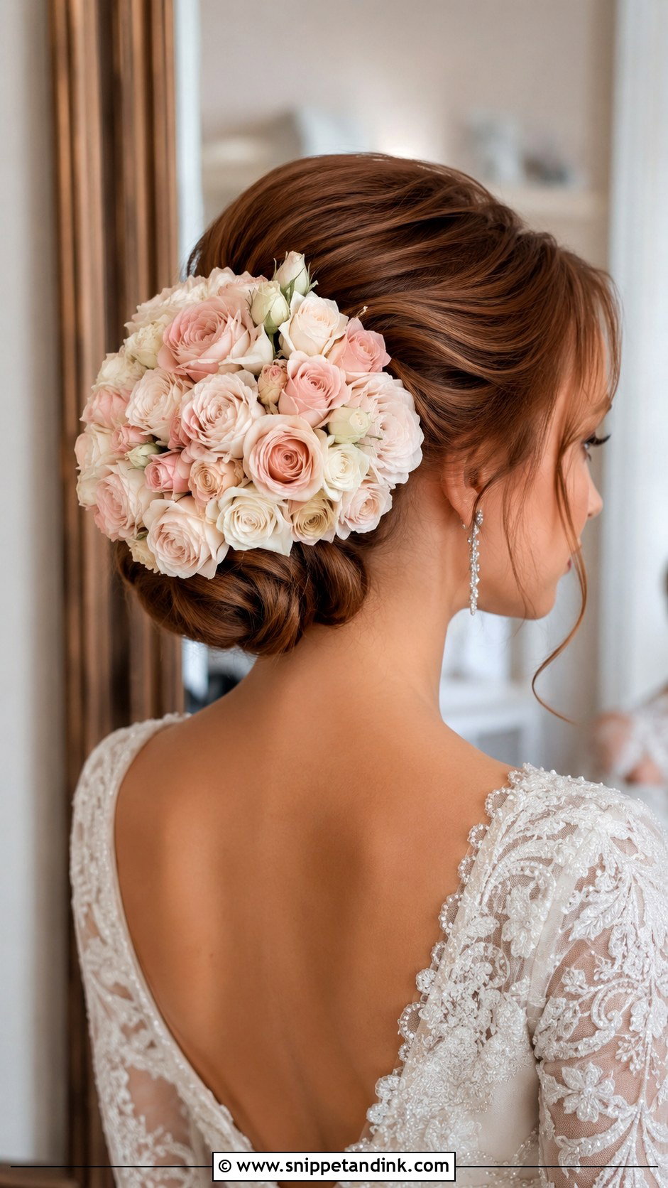 Rose Bouquet Bun - Snippet and Ink - 20 Bridal Hair Buns with Flowers