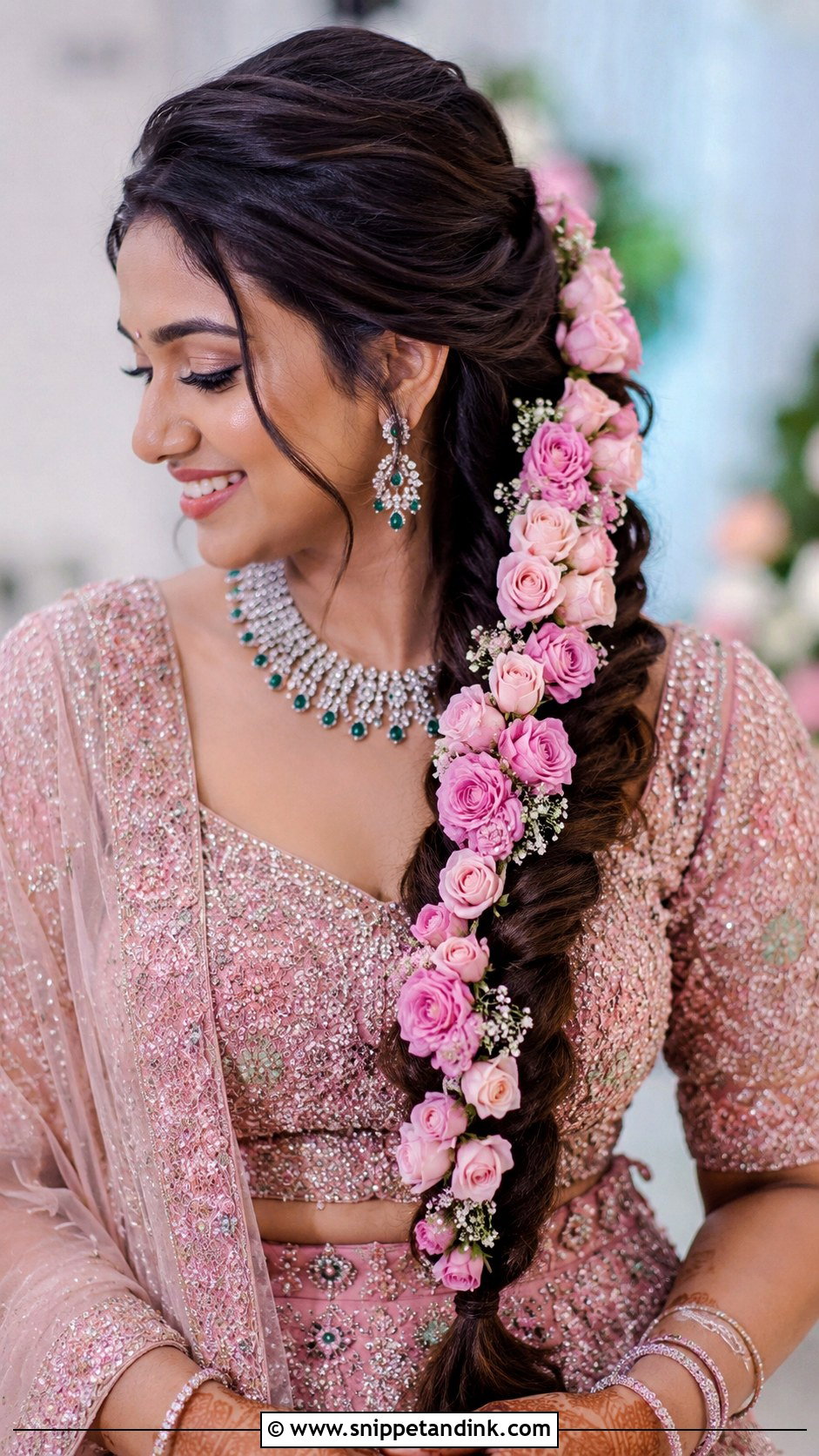 Rose Braid For Reception - Snippet and Ink - 30 South Indian Bridal Hairstyles