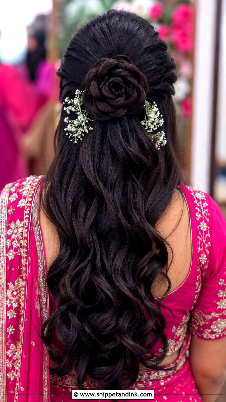 Rose Braid Open Hairstyle - Snippet and Ink - 30 Mehndi Hairstyles for Bride