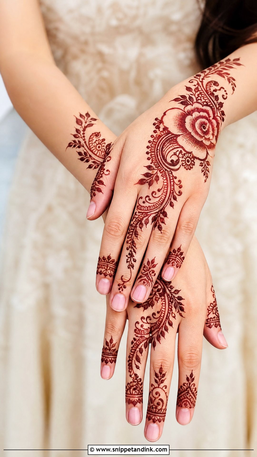 Rose Bridal Back Hand Mehndi Design - Snippet and Ink - 25 New Bridal Back Hand Mehndi Designs