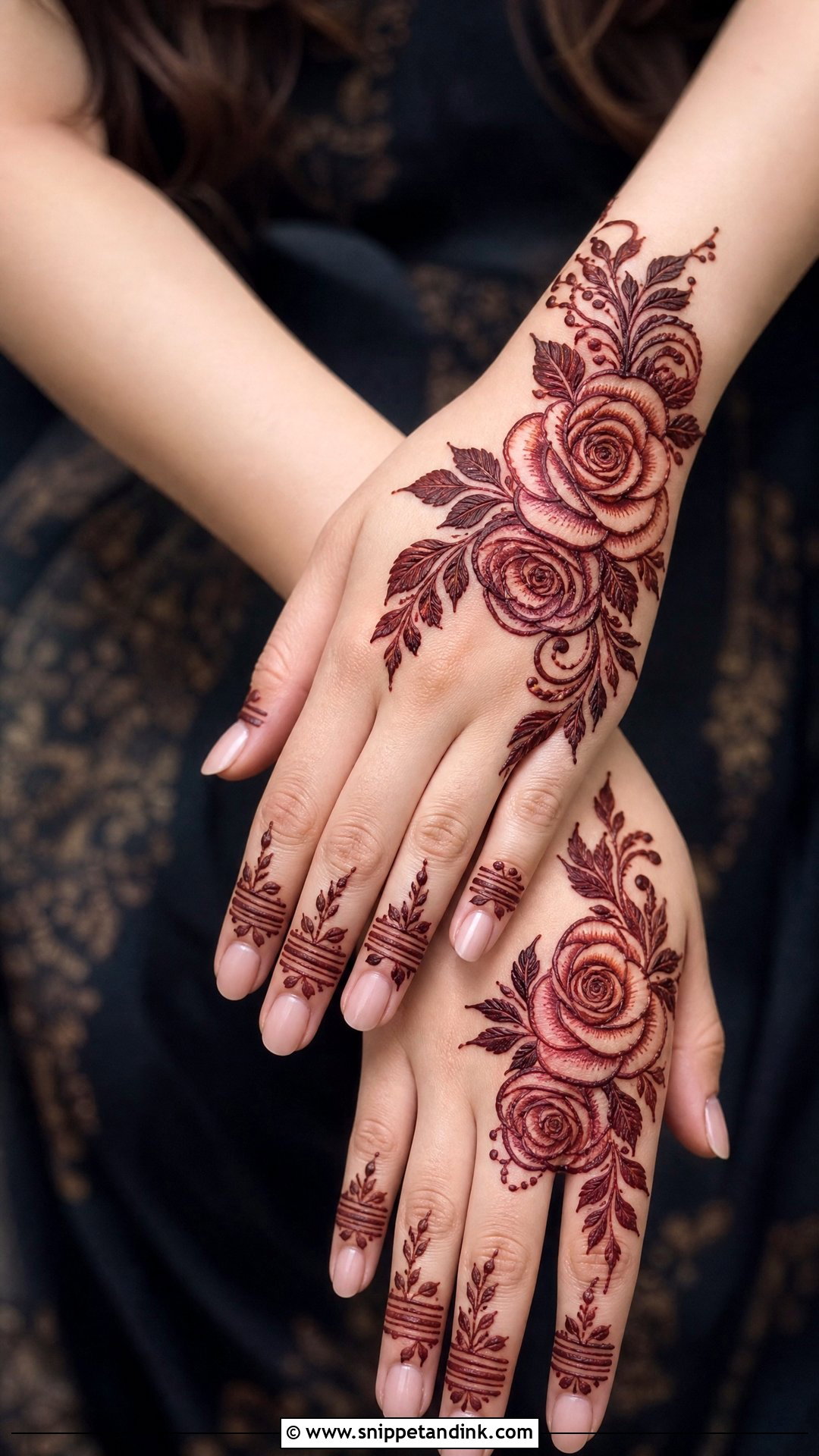 Rose Bridal Back Hand Mehndi Design - Snippet and Ink - 30 Bridal Back Hand Mehndi Design Ideas
