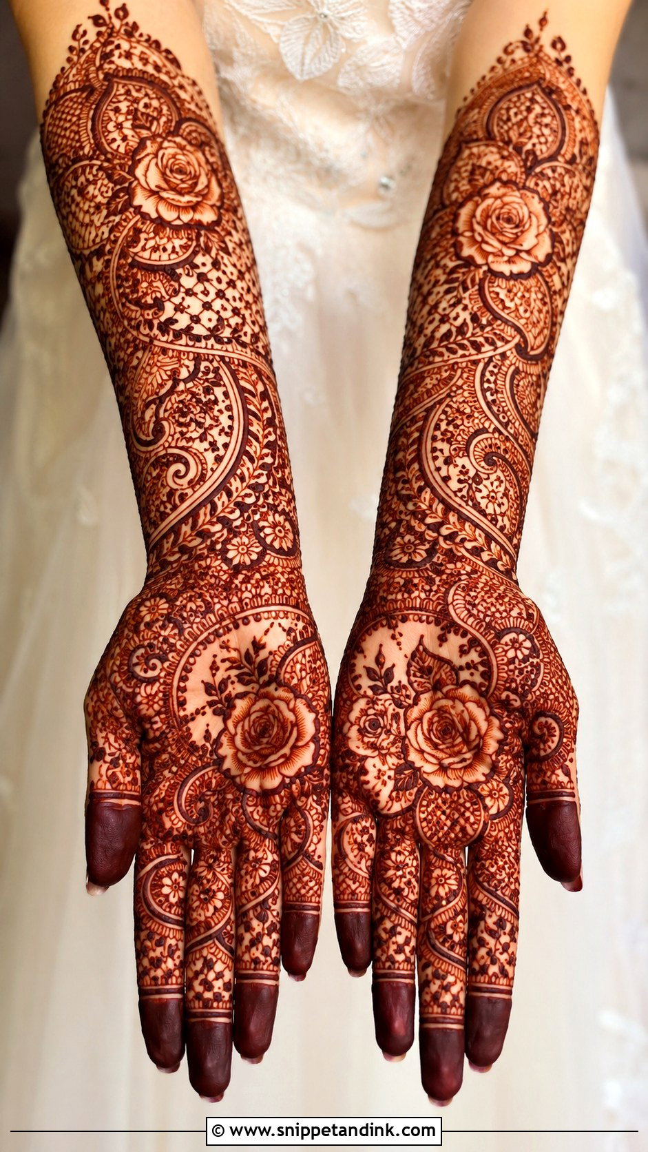 Rose Bridal Mehndi Design - Snippet and Ink - 35 Rose Mehndi Designs