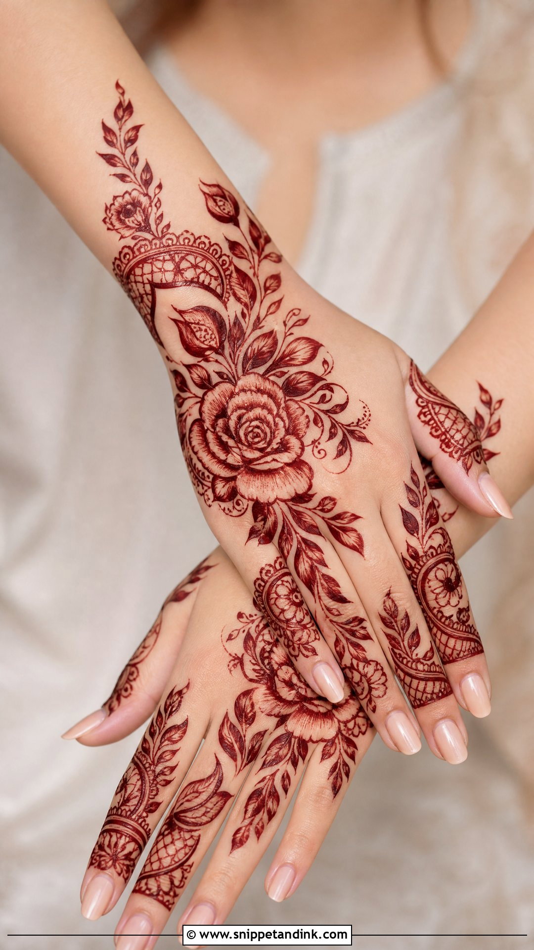 Rose Bridal Mehndi Design Back Hand - Snippet and Ink - 25 Bridal Mehndi Designs Back Hands