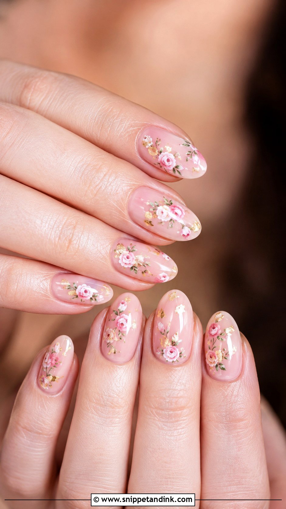 Rose Bridal Nails - Snippet and Ink - 20 Bridal Nails with Flowers