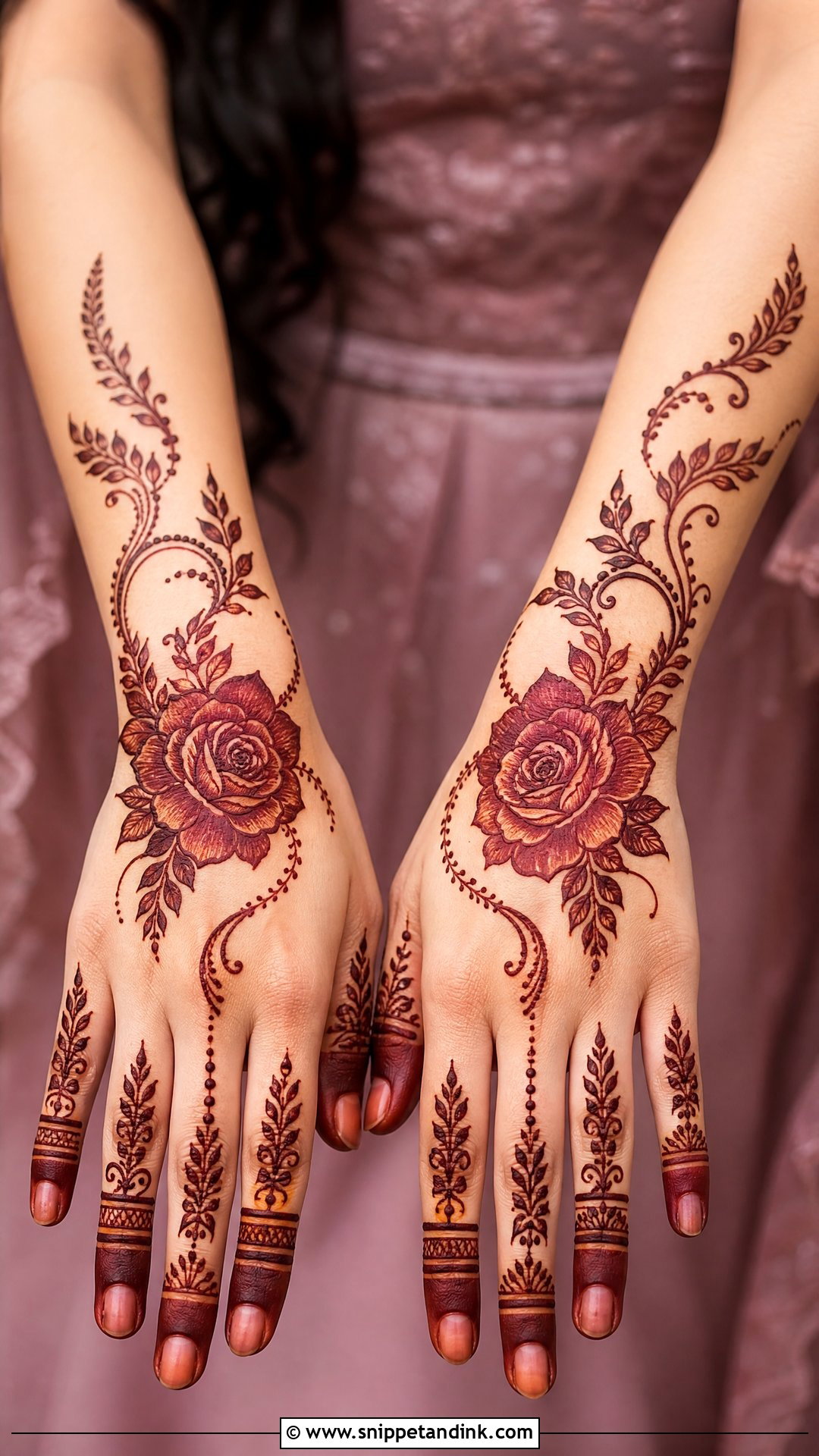 Rose Bridesmaid Mehndi Design - Snippet and Ink - 25 Mehendi Look for Bridesmaid Ideas