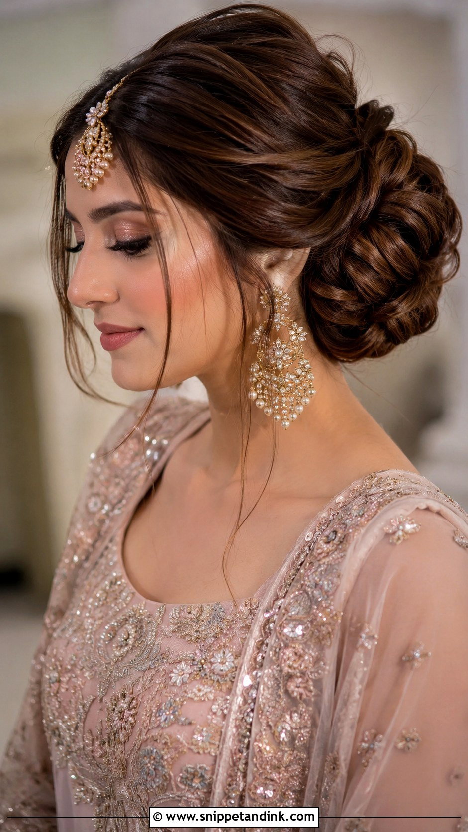 Rose Bun - Snippet and Ink - 25 Pakistani Bridal Hairstyles Walima