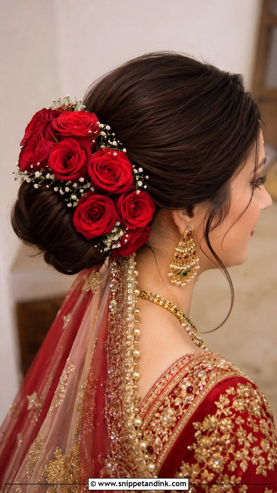 Rose Bun For Muslim Brides - Snippet and Ink - 25 Kerala Wedding Hairstyle Ideas