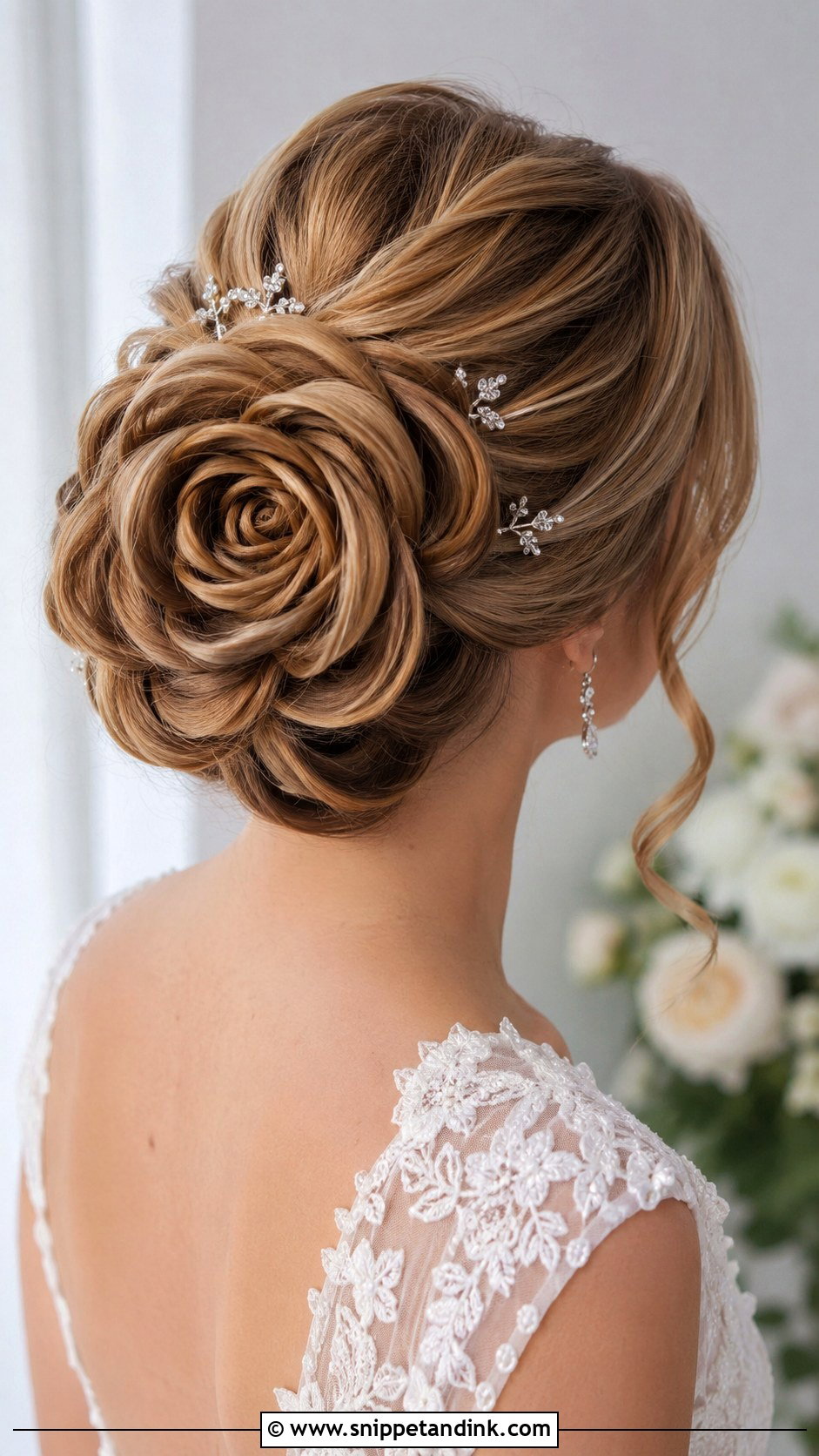 Rose Bun Updo - Snippet and Ink - 25 Updo Wedding Hairstyles for Long Hair