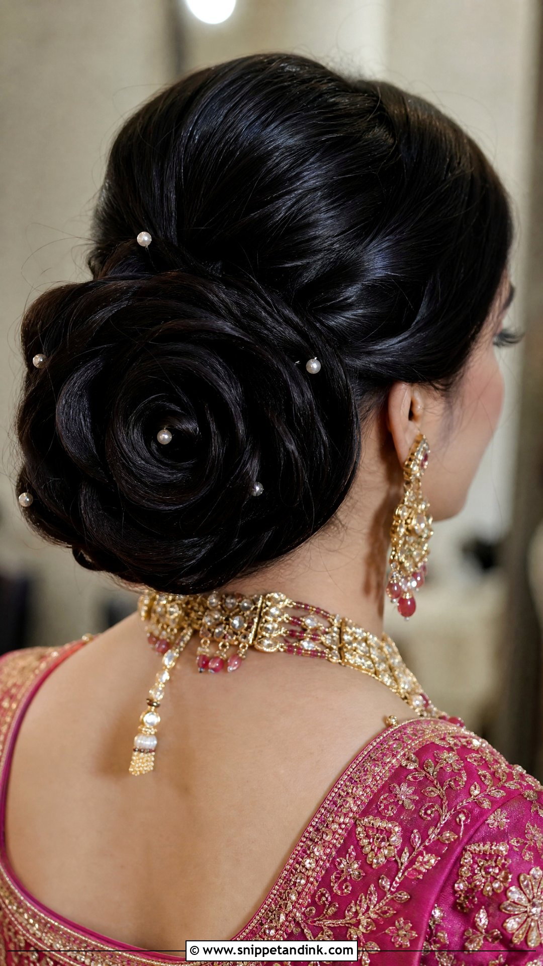 Rose Bun Updo - Snippet and Ink - 20 Easy Self Indian Hairstyles for Wedding