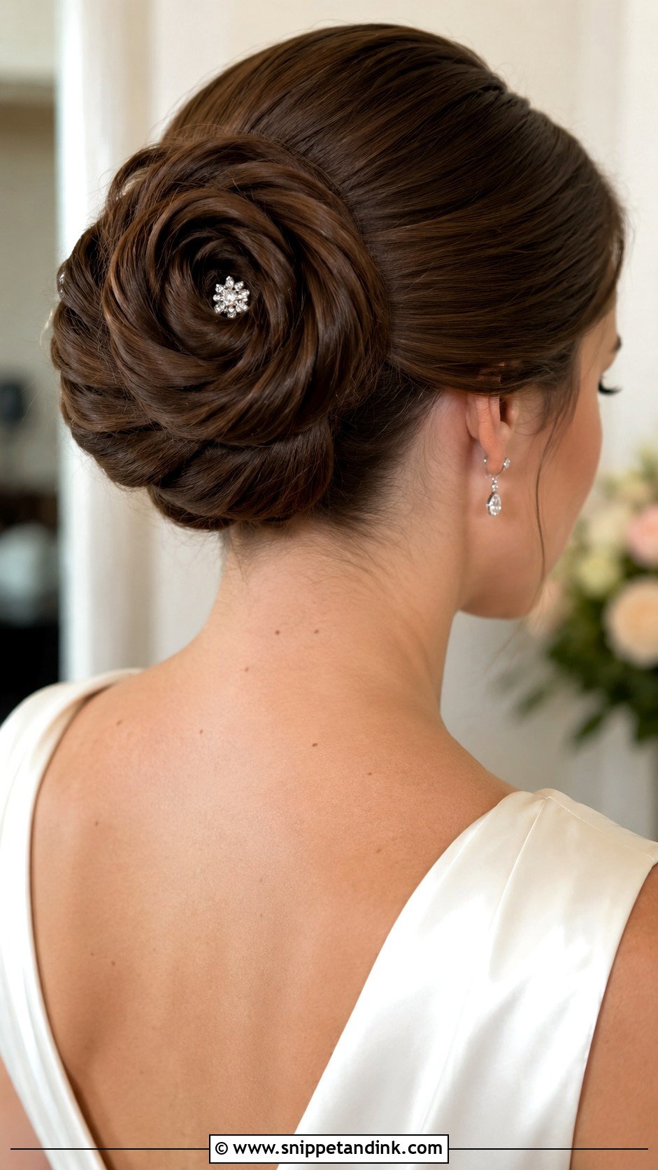 Rose Bun Wedding Hairstyle - Snippet and Ink - 25 Elegant Wedding Hairstyles for Long Hair