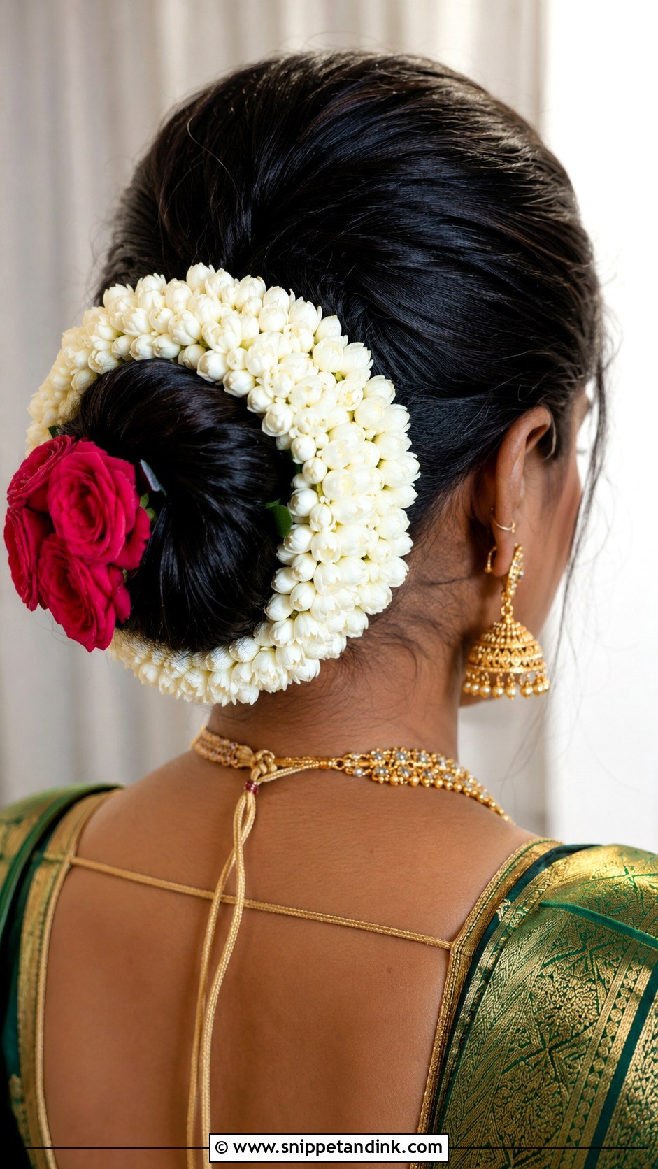 Rose Bun With Gajra - Snippet and Ink - 25 Indian Wedding Hair Ideas