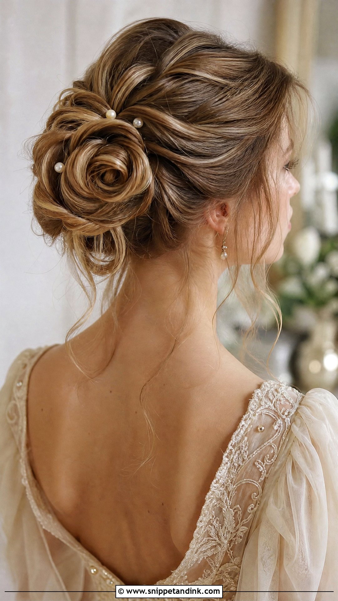 Rose Bun for Romantic Brides - Snippet and Ink - 30 Bridal Bun Hairstyles