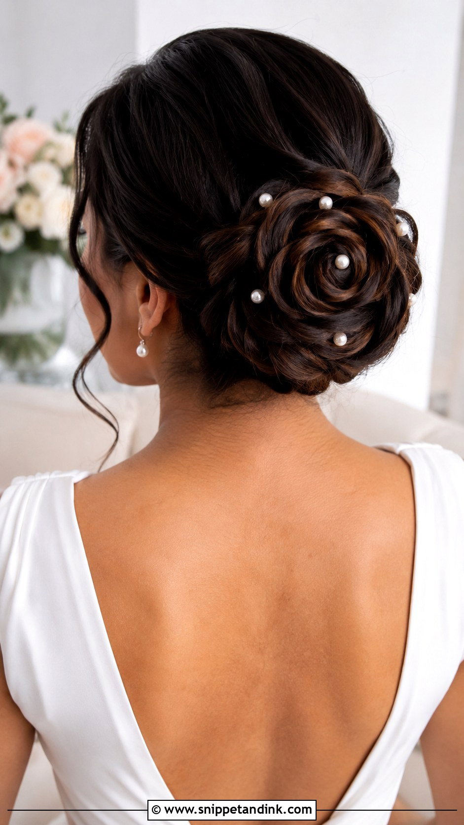 Rose Bun for Wedding - Snippet and Ink - 20 Bridal Bun Hairstyle Ideas