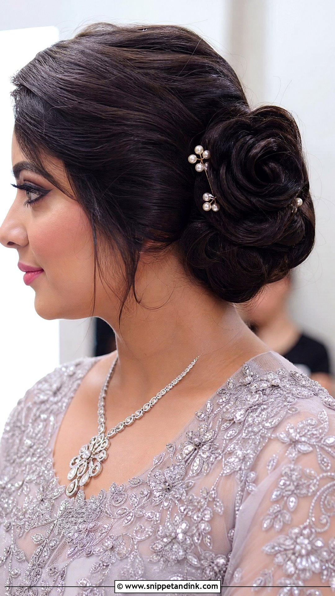 Rose Bun - Snippet and Ink - 20 Easy Indian Hairstyles for Wedding Guest