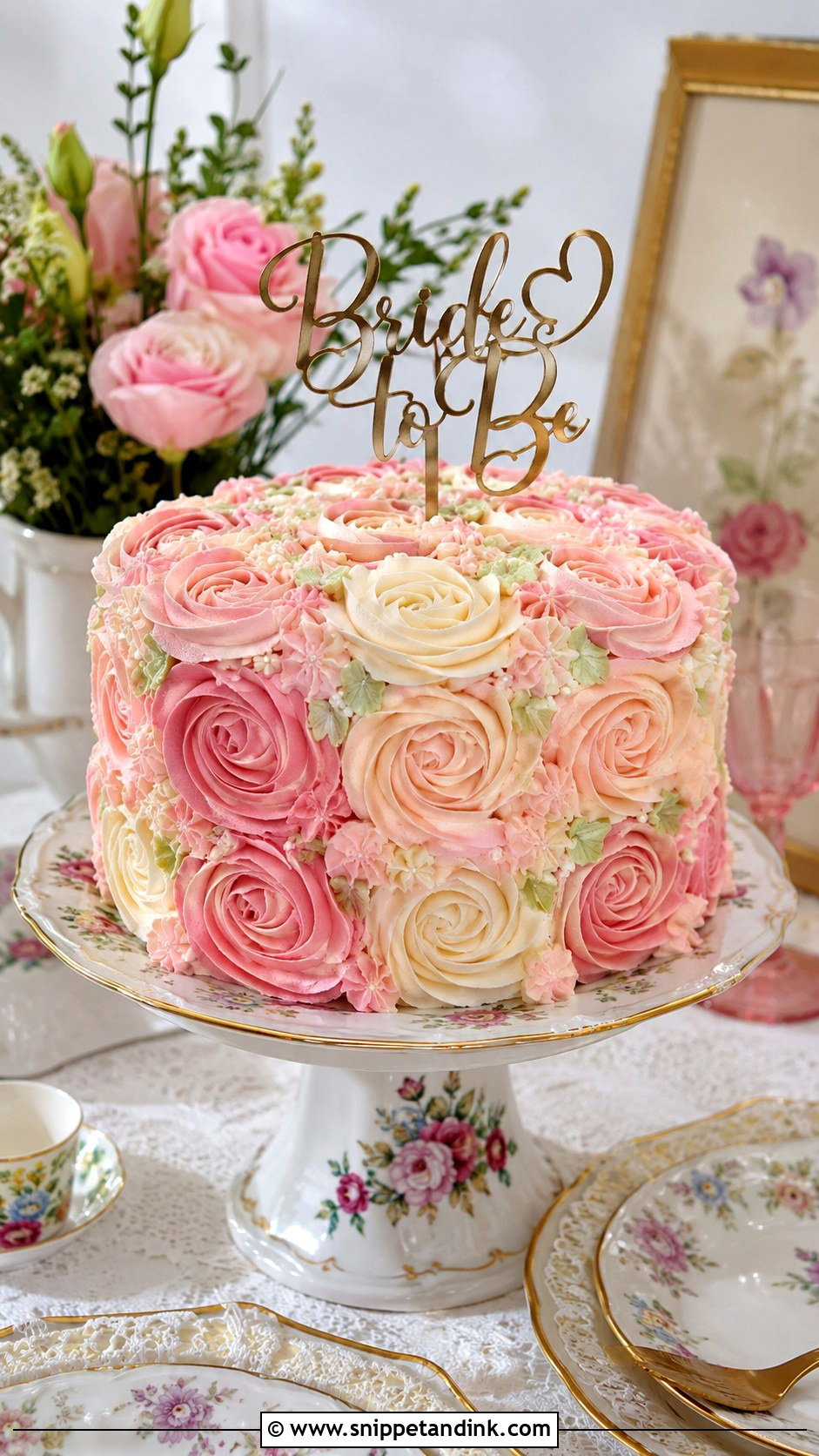 Rose Buttercream Bachelorette Cake - Snippet and Ink - 25 Let Them Eat Cake Bachelorette Ideas for Wedding