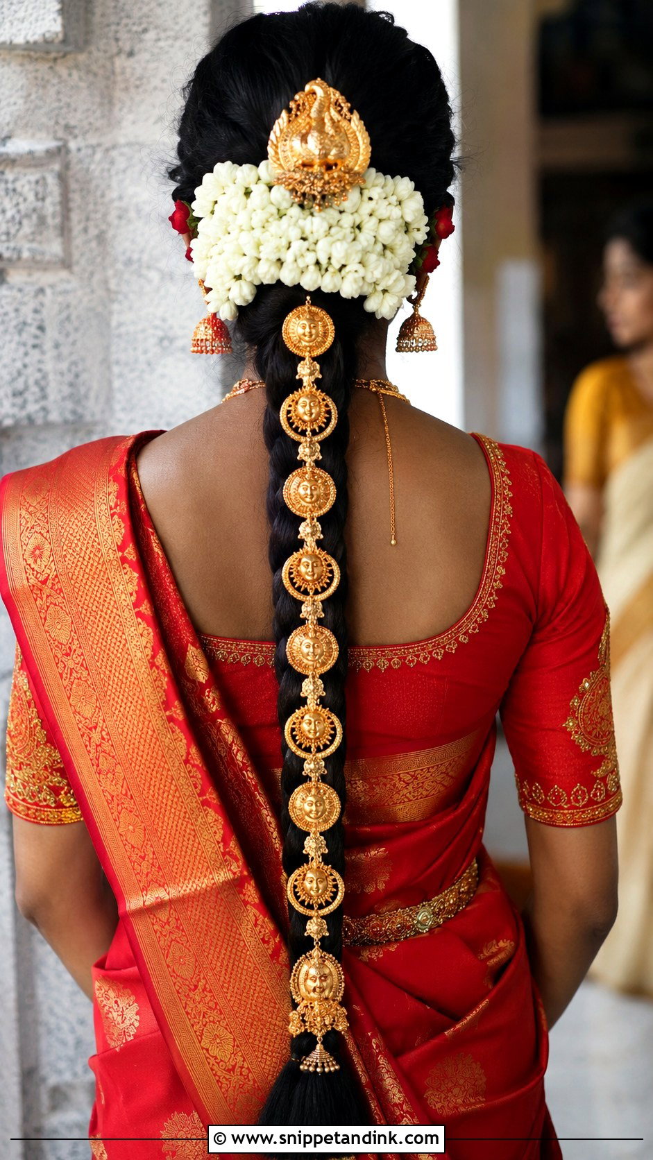 Rose Decorated Long Plait - Snippet and Ink - 25 Tamil Bride Hairstyle Ideas