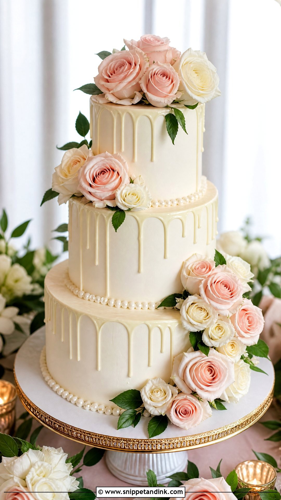 Rose Drip Wedding Cake - Snippet and Ink - 30 Drip Cakes for Wedding
