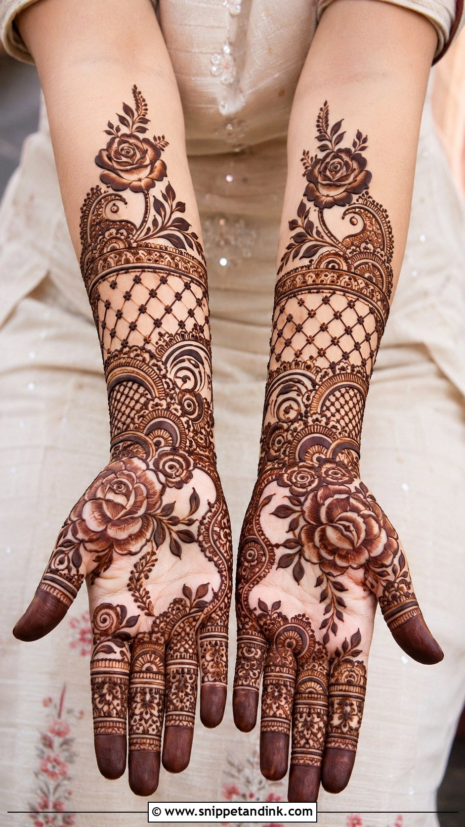 Rose Dulhan Mehndi Design - Snippet and Ink - 35 Dulhan Mehndi Designs