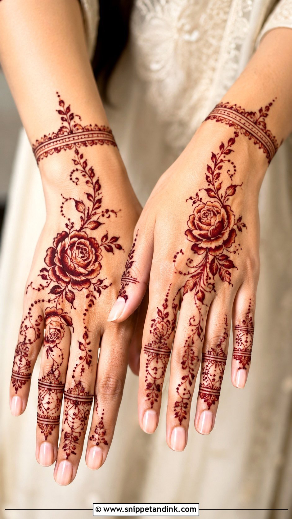 Rose Eid Mehndi Design - Snippet and Ink - 35 Rose Mehndi Designs