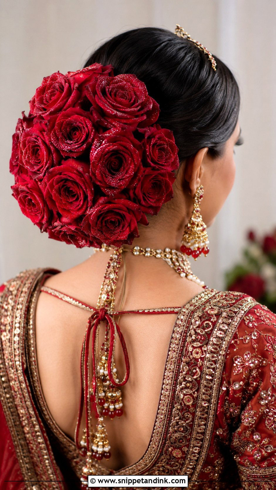 Rose Embellished Bun Joda - Snippet and Ink - 20 Joda Hair Styles for Wedding