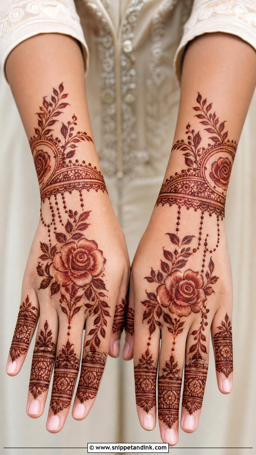 Rose Engagement Mehndi Design - Snippet and Ink - 30 Mehndi Designs for Engagement Brides