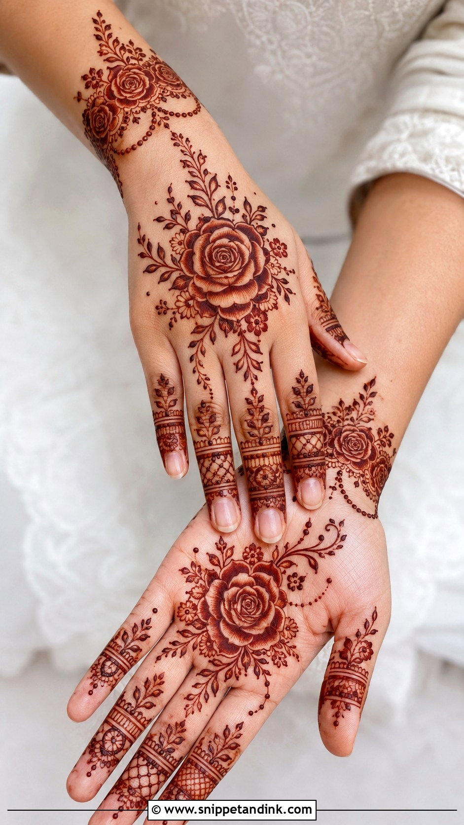 Rose Engagement Mehndi Design - Snippet and Ink - 35 Rose Mehndi Designs