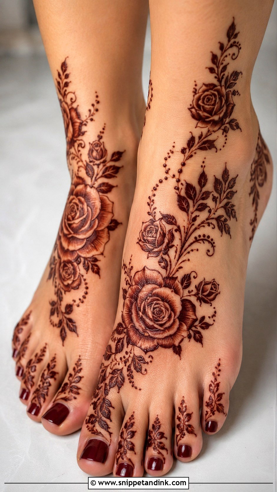 Rose Feet Mehndi Design - Snippet and Ink - 35 Feet Mehndi Designs