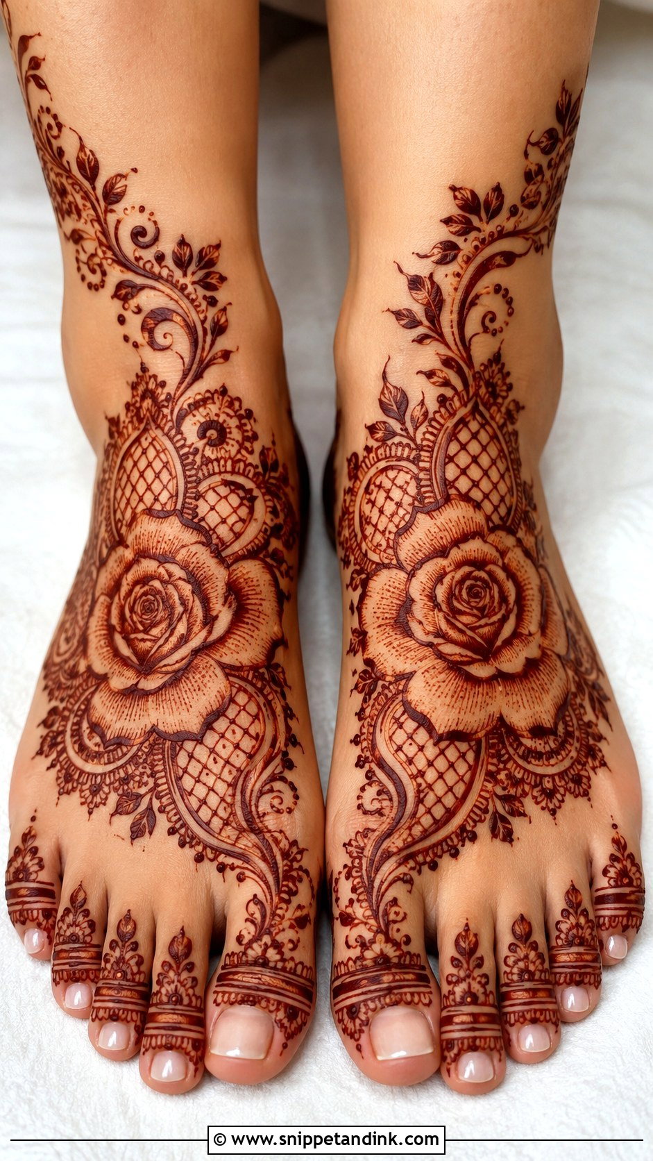 Rose Feet Mehndi Design - Snippet and Ink - 35 Rose Mehndi Designs