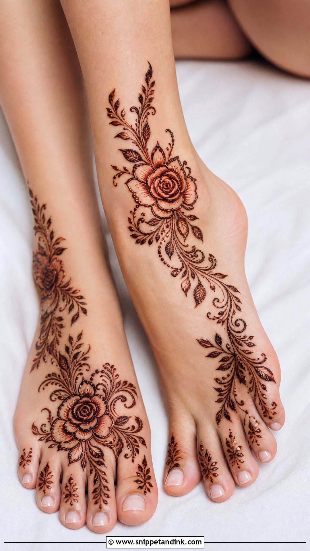 Rose Feet Mehndi Design - Snippet and Ink - 30 Unique Feet Mehndi Designs