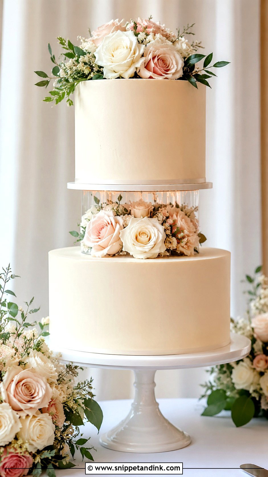 Rose Floating Tier Wedding Cake - Snippet and Ink - 20 Wedding Cake Ideas with Floating Tier