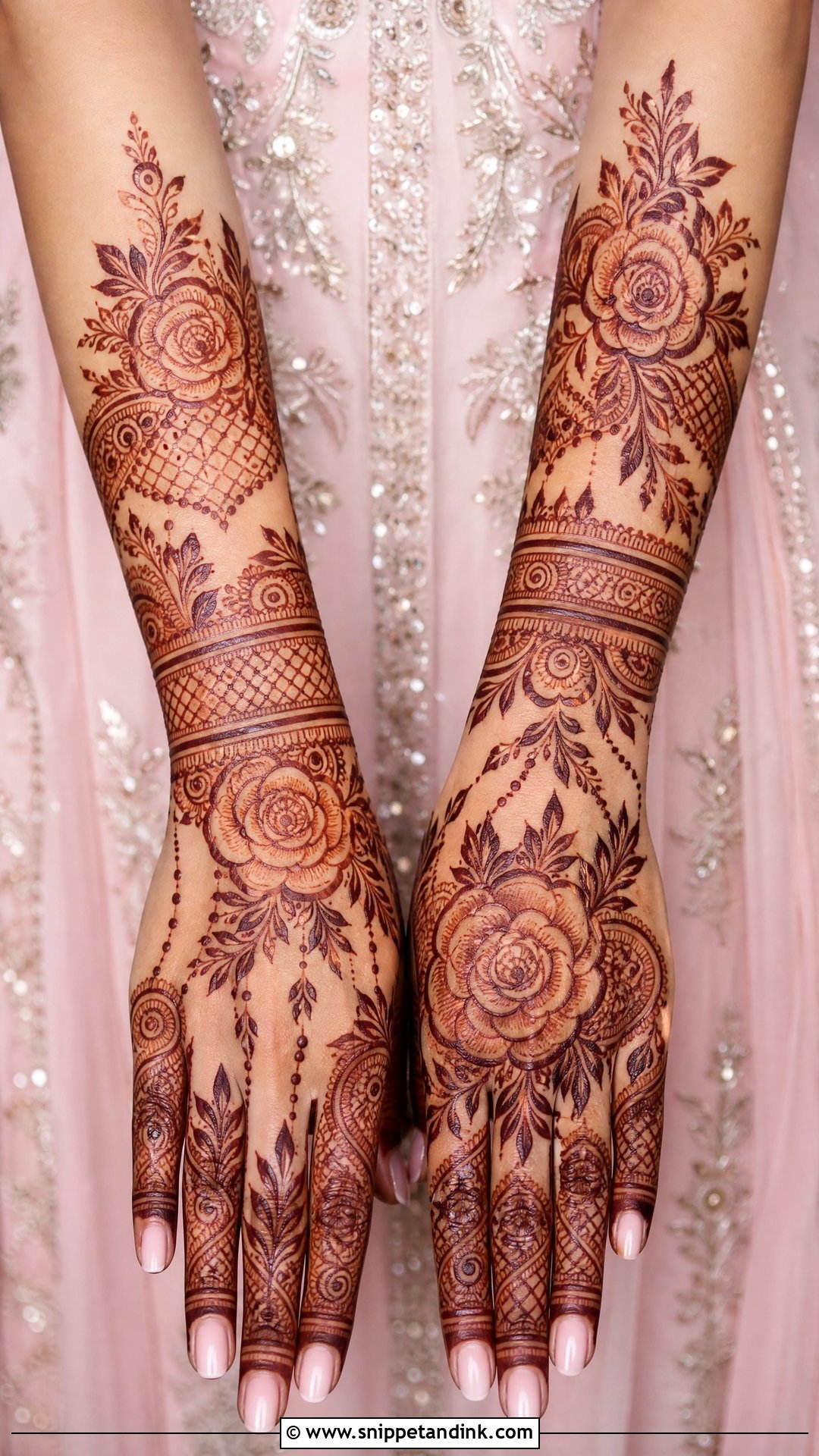 Rose Floral Bridal Mehndi Design - Snippet and Ink - 20 Floral Bridal Mehndi Designs