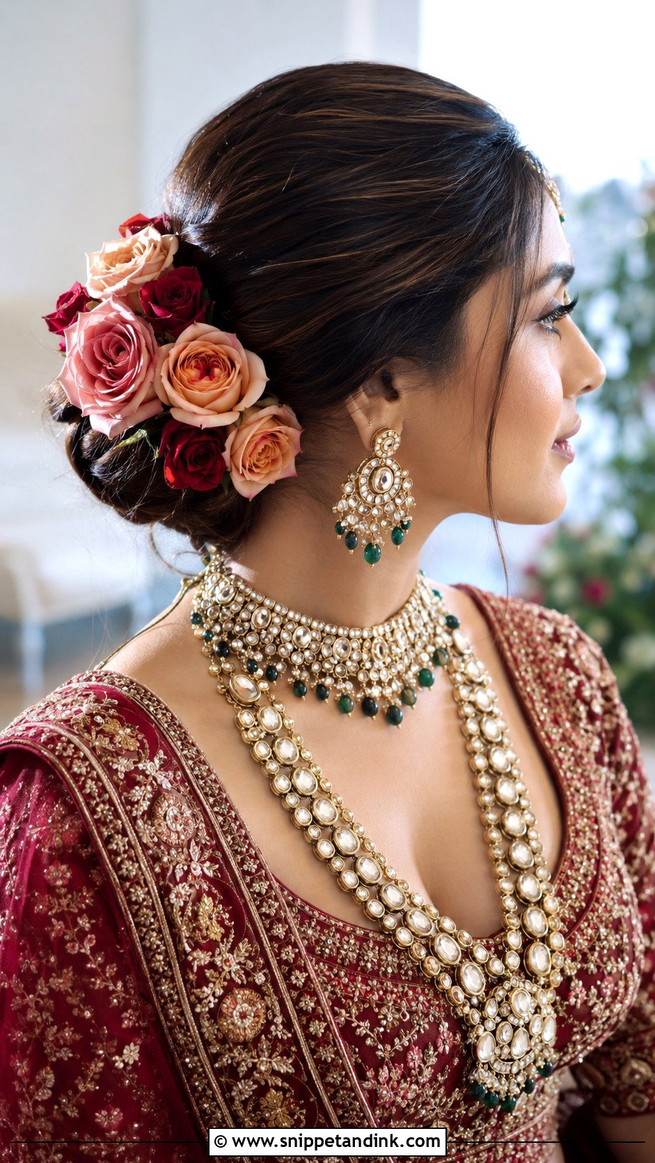 Rose Floral Updo - Snippet and Ink - 20 Front Indian Weddings Bridal Hairstyles