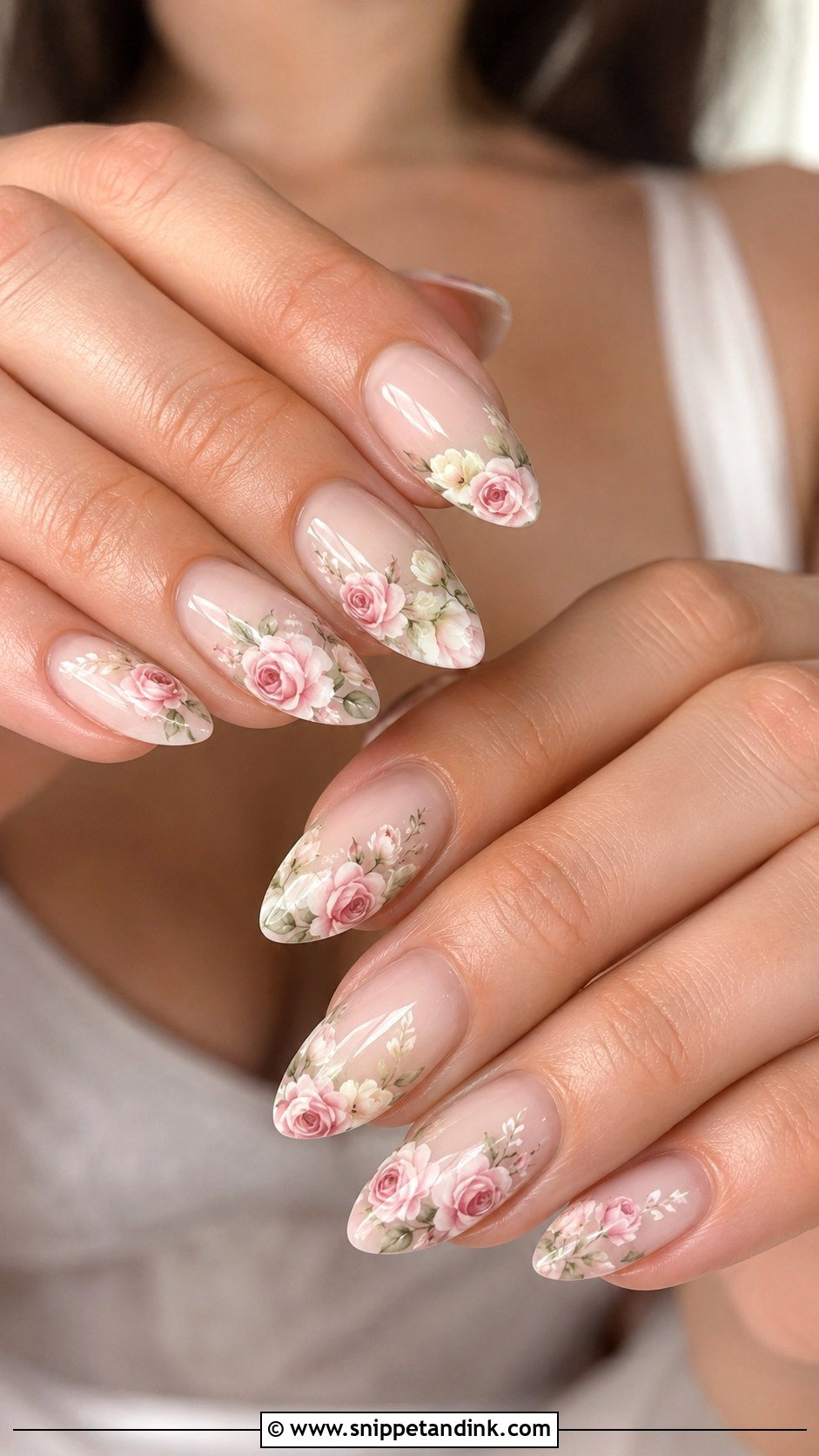 Rose Floral Wedding Nails - Snippet and Ink - 20 Wedding Nails Flowers