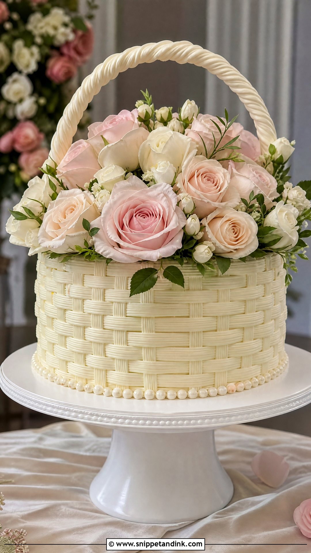 Rose Flower Basket Wedding Cake - Snippet and Ink - 25 Flower Basket Cake Ideas for Wedding