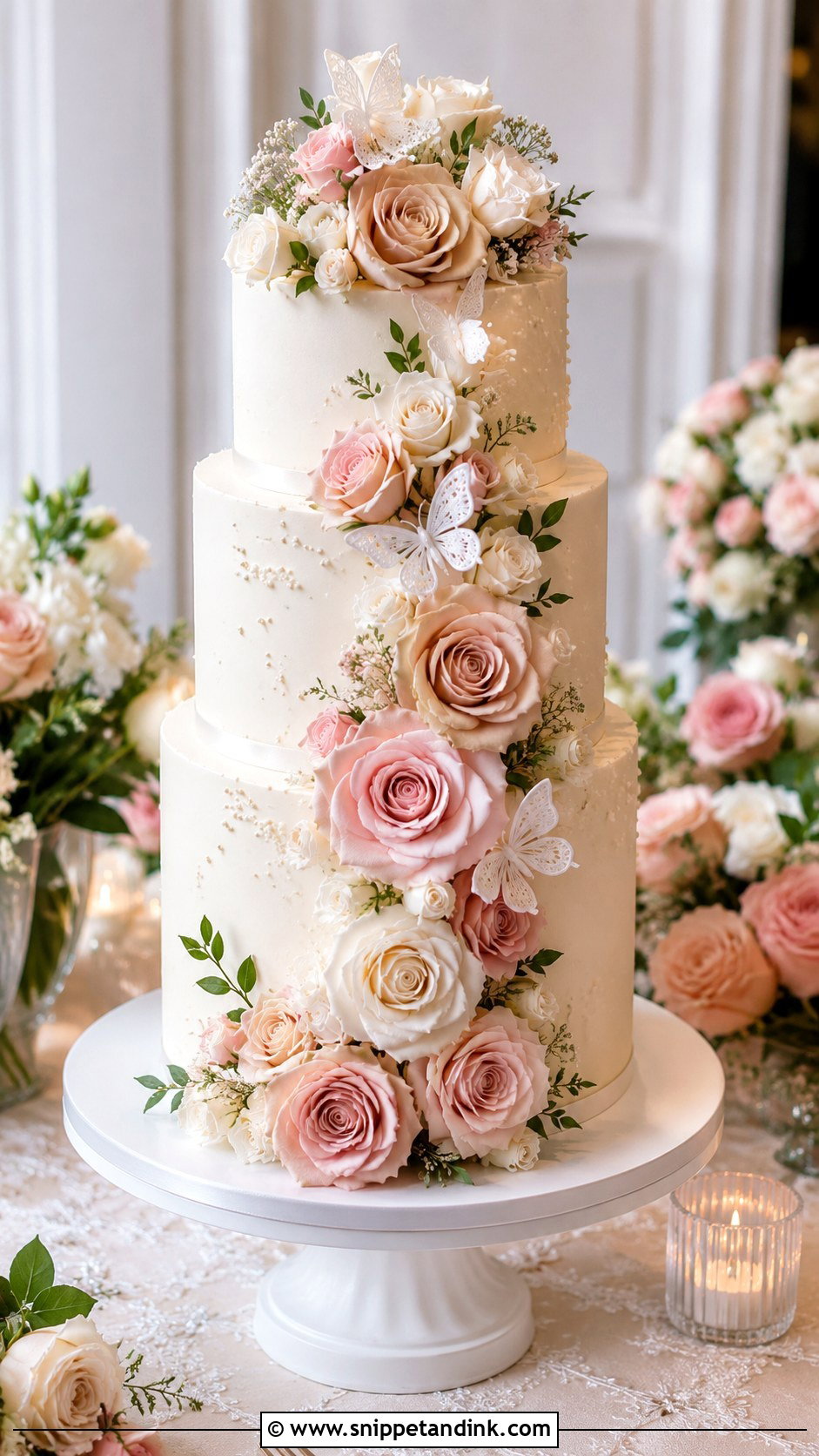Rose Flower Butterfly Wedding Cake - Snippet and Ink - 20 Flower Butterfly Cake Ideas for Wedding