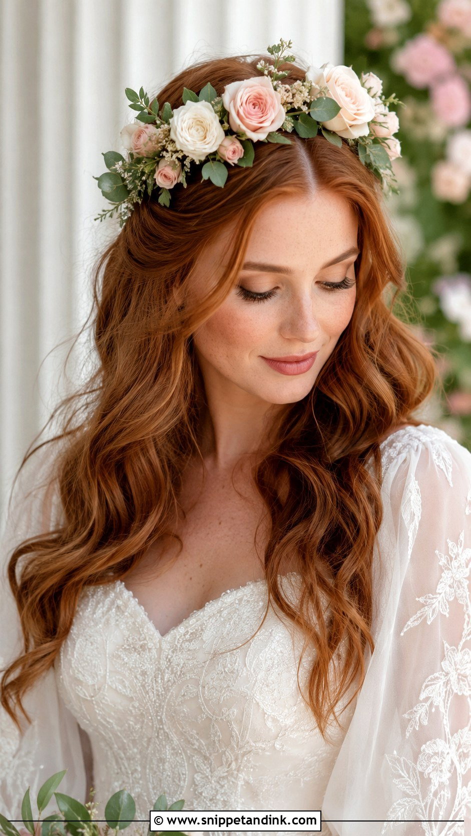 Rose Flower Crown Bridal Hairstyle - Snippet and Ink - 15 Wedding Flower Crown Hairstyles