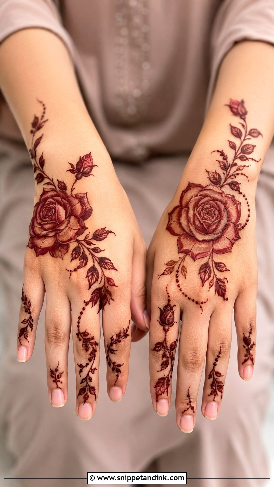 Rose Flower Mehndi Design - Snippet and Ink - 35 Flower Mehndi Designs