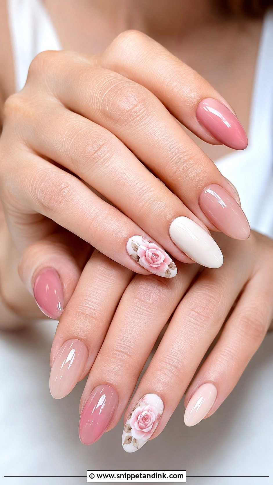 Rose Flower Wedding Nails - Snippet and Ink - 20 Flower Wedding Nails