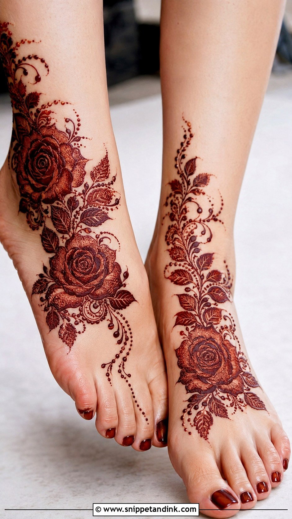 Rose Foot Mehndi Design - Snippet and Ink - 35 Foot Mehndi Designs