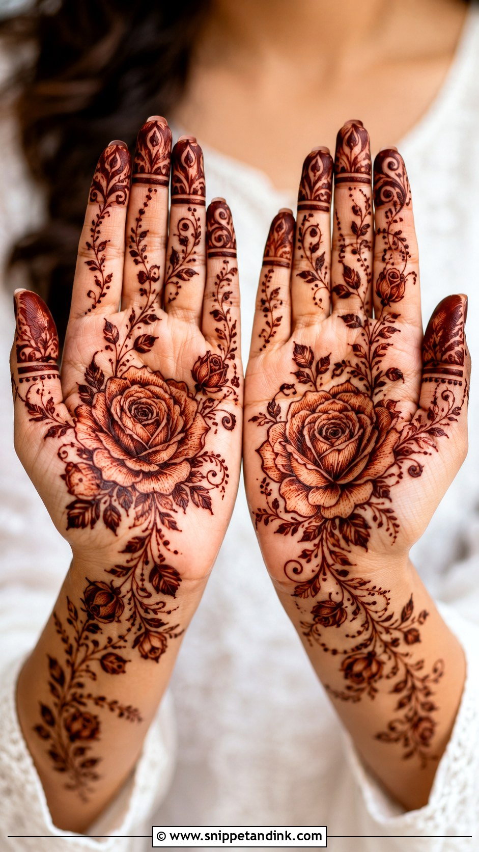 Rose Front Hand Mehndi Design - Snippet and Ink - 35 Trendy Front Hand Mehndi Designs
