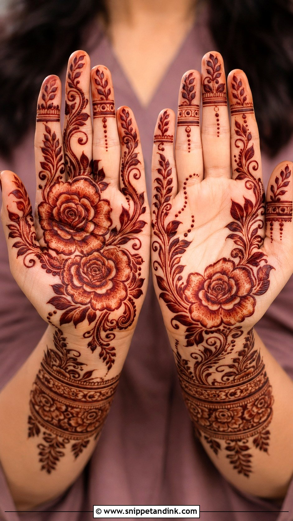 Rose Front Hand Mehndi Design - Snippet and Ink - 35 Beautiful Front Hand Mehndi Design Ideas