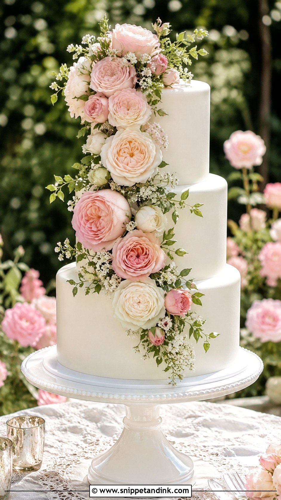 Rose Garden Wedding Cake - Snippet and Ink - 20 Romantic Garden Wedding Cake Ideas