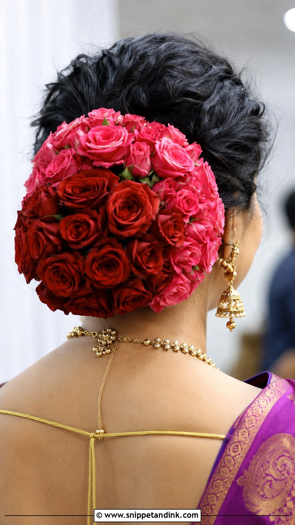 Rose Garland Bun - Snippet and Ink - 20 South Indian Bridal Wedding Hairstyles