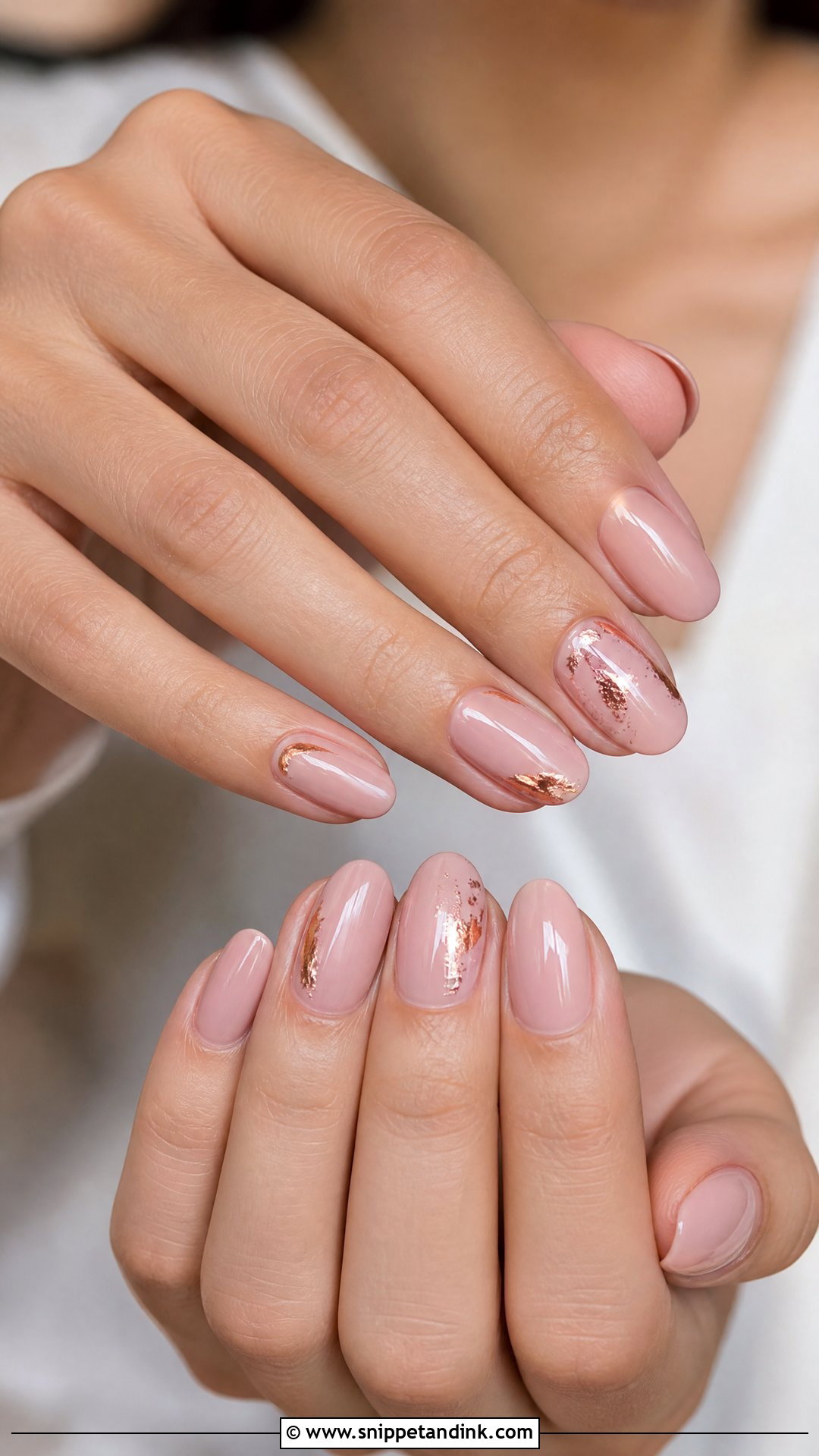 Rose Gold Accent Nails - Snippet and Ink - 25 Classy Nails for Wedding Guest