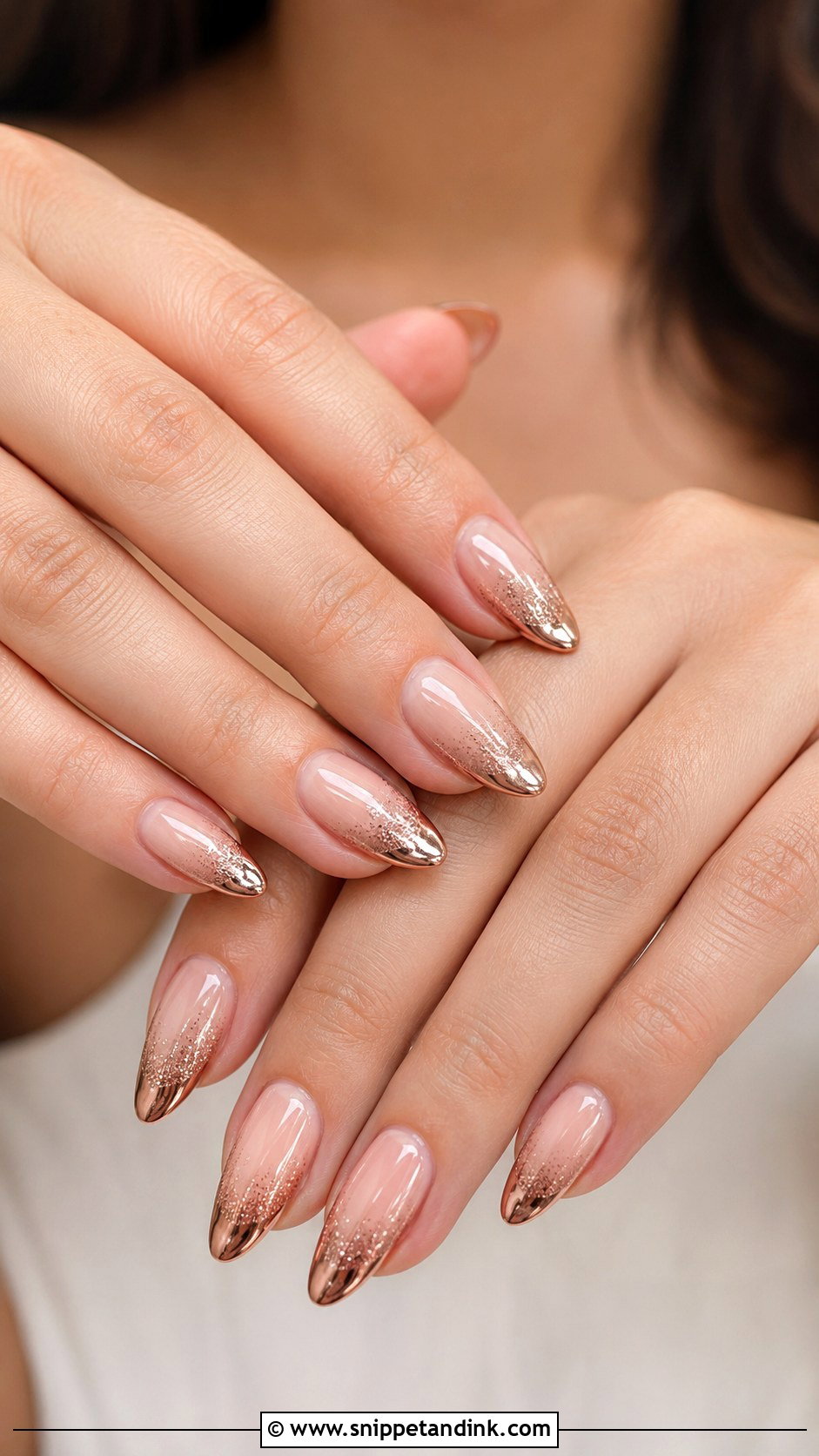 Rose Gold Almond Wedding Nails - Snippet and Ink - 20 Rose Gold Wedding Nails