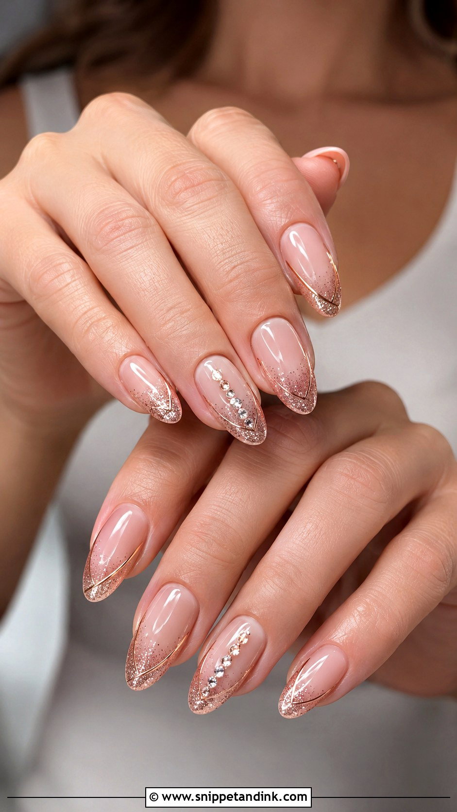 Rose Gold Bling Wedding Nails - Snippet and Ink - 20 Bling Wedding Nails